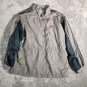 Adidas Track Jacket Windbreaker Lightweight Mens‎ Size XL Gray Blue